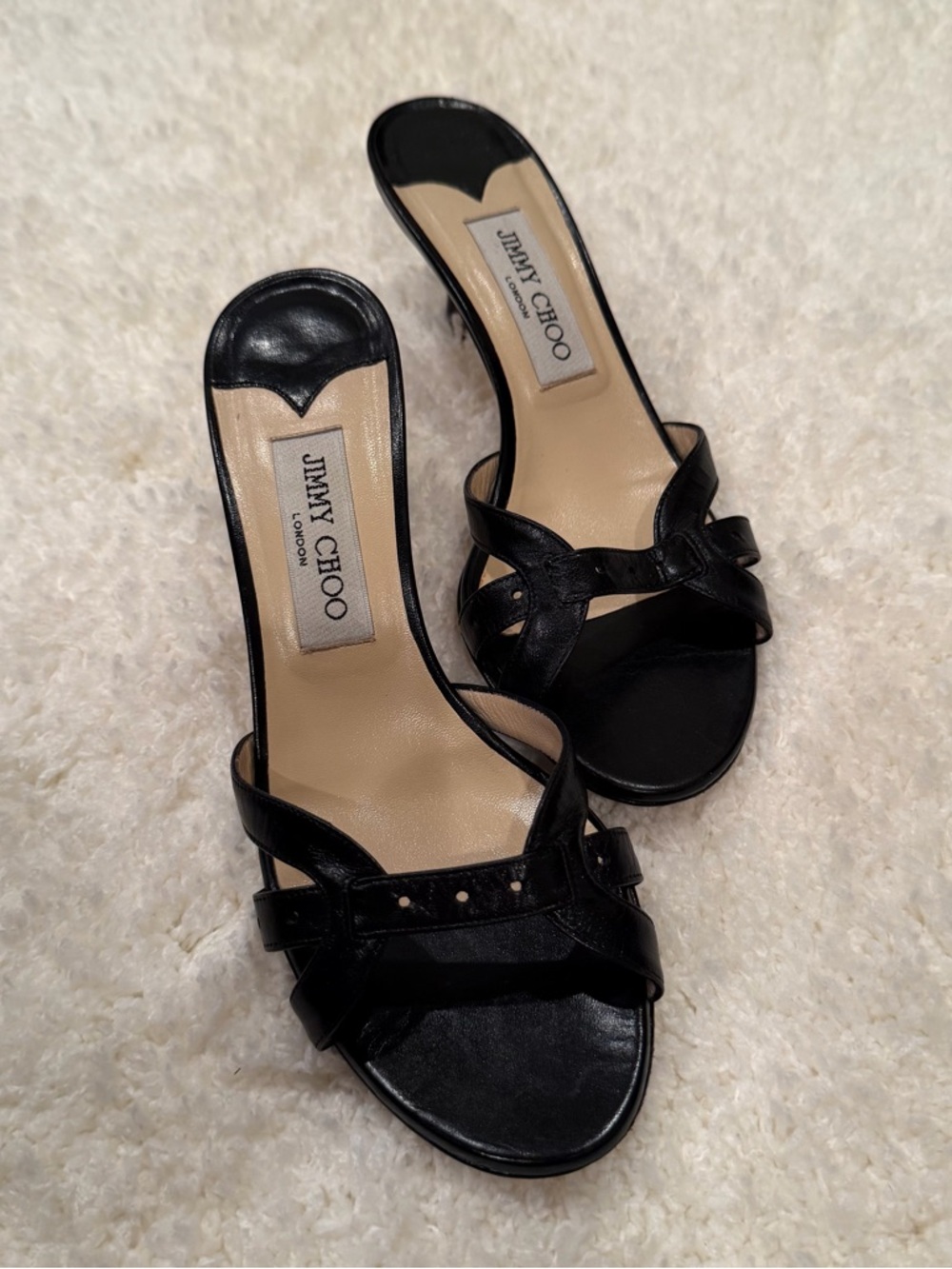 Vintage Jimmy Choo Black Patent Leather Kitten-Heel Mules - Picture 11 of 11